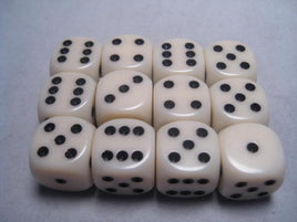 Chessex: Opaque 16mm Dice Set: Ivory/Black