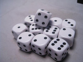 Chessex: Opaque 16mm Dice Set: White/Black