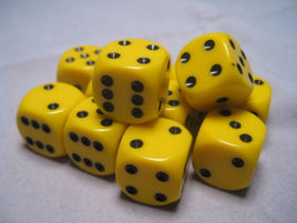 Chessex: Opaque 16mm Dice Set: Yellow/Black