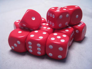 Chessex: Opaque 16mm Dice Set: Red/White