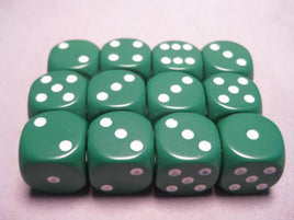 Chessex: Opaque 16mm Dice Set: Green/White
