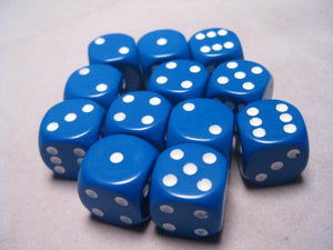 Chessex: Opaque 16mm Dice Set: Blue/White
