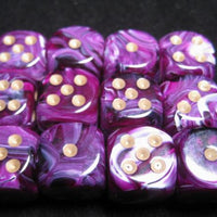 Chessex: Purple/Gold Vortex 16mm d6 (12)