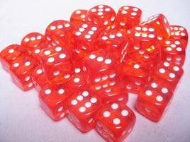 Chessex: Translucent Orange/White12mm d6 (36)