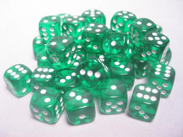 Chessex: Translucent Green/White 12mm d6 (36)