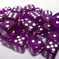 Chessex: Translucent Purple/White 12mm d6 (36)