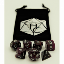 CHC: Purple Set of 7 Dark Nebula Polyhedral Dice with Silver Numbers