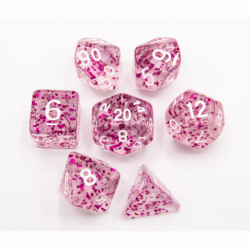 CHC: Purple Set of 7 Glitter Polyhedral Dice with White Numbers