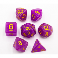 CHC: Purple Set of 7 Jelly Polyhedral Dice with Gold Numbers