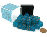 Chessex: Borealis Teal/gold Luminary 12mm d6 Dice Block (36)