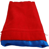 Dice Bag: Red Velvet Bag with Blue Satin Lining (6"x8")