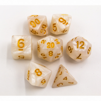 CHC: White Set of 7 Marbled Polyhedral Dice with Gold Numbers