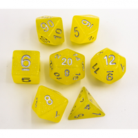 CHC: Yellow Set of 7 Jelly Polyhedral Dice with Gold Numbers