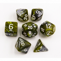 CHC: Yellow/Steel Set of 7 Steel Polyhedral Dice with White Numbers